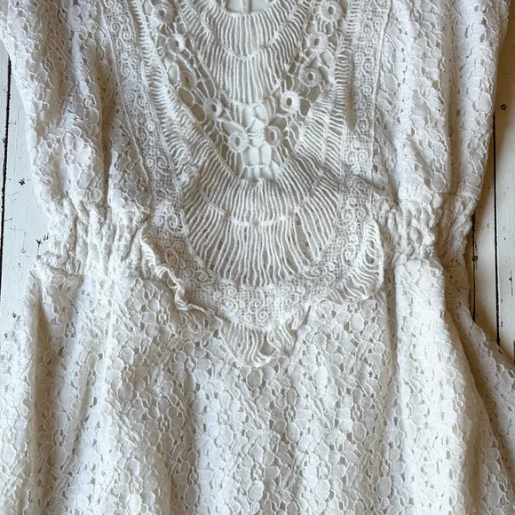 Maurices Cream Boho Lace Dress Size M Sleeveless Fit & Flare Lined - Picture 7 of 8